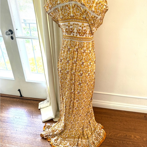 Long boho maxi dress high slit M - Picture 5 of 7